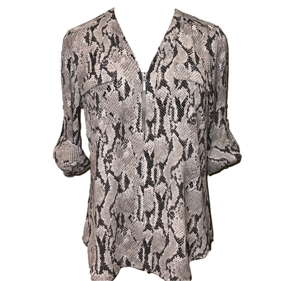 Women’s Gray Snakeskin Pattern Blouse - Picture 1 of 10